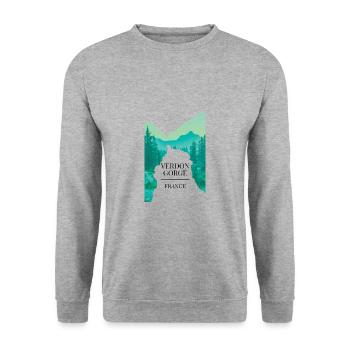 Verdon Gorge - Frankreich - Unisex Pullover - Weißgrau meliert - Vorne - Alina (178cm) & Michal (187cm)