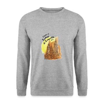 Kathedrale von Santiago de Compostela - Spanien - Unisex Pullover - Weißgrau meliert - Vorne - Alina (178cm) & Michal (187cm)