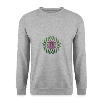 Distel / Schottland - Abstrakte Darstellung - Unisex Pullover - Weißgrau meliert - Vorne - Alina (178cm) & Michal (187cm)