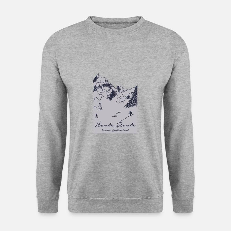 Haute Route - Frankreich, Schweiz - Unisex Pullover - Weißgrau meliert