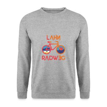 Lahntal-Radweg - Unisex Pullover - Weißgrau meliert - Vorne - Alina (178cm) & Michal (187cm)