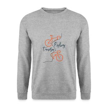 Tauern-Radweg - Unisex Pullover - Weißgrau meliert - Vorne - Alina (178cm) & Michal (187cm)