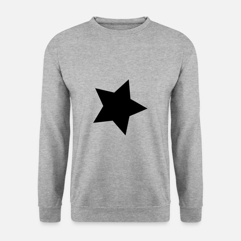 Schwarz - Stern | Männer und Frauen - Unisex Pullover - Weißgrau meliert