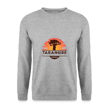 Tarangire-Nationalpark - Tansania - Unisex Pullover - Weißgrau meliert - Vorne - Alina (178cm) & Michal (187cm)
