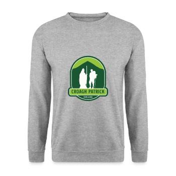 Croagh Patrick - Irland - Unisex Pullover - Weißgrau meliert - Vorne - Alina (178cm) & Michal (187cm)