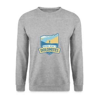 Höhenweg 1 - Alta Via 1 Dolomiten - Unisex Pullover - Weißgrau meliert - Vorne - Alina (178cm) & Michal (187cm)