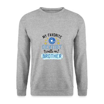 Mon dentiste préféré m’appelle Frère Zahnmediziner - Sweat-shirt Unisexe - gris chiné - Devant - Alina (178cm) & Michal (187cm)