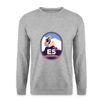E5 - Alpine Crossing - Unisex Pullover - Weißgrau meliert - Vorne - Alina (178cm) & Michal (187cm)