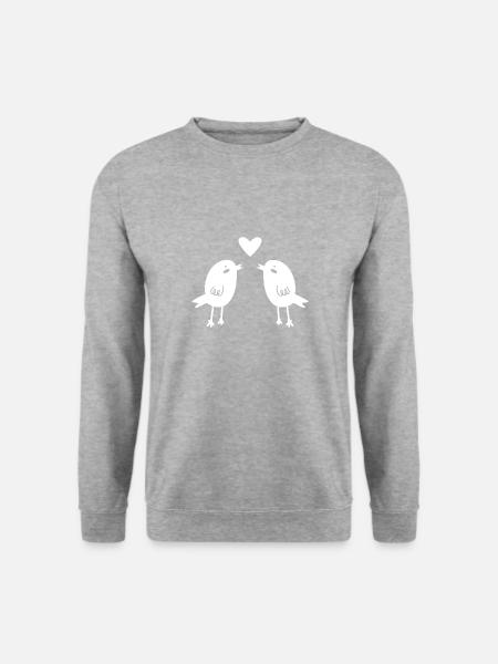 Vögel - Unisex Pullover - Weißgrau meliert