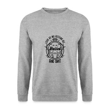 Regardez-moi me marier et merde - Sweat-shirt Unisexe - gris chiné - Devant - Alina (178cm) & Michal (187cm)