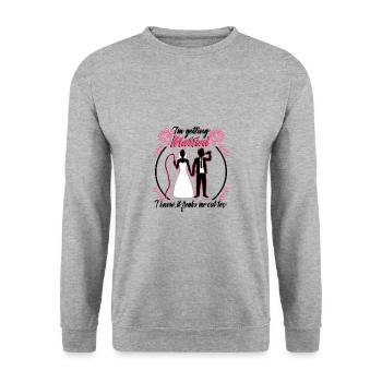 Im getting Married I know, it freaks me out too - Unisex Pullover - Weißgrau meliert - Vorne - Alina (178cm) & Michal (187cm)