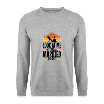 Regardez-moi me marier et merde - Sweat-shirt Unisexe - gris chiné - Devant - Alina (178cm) & Michal (187cm)
