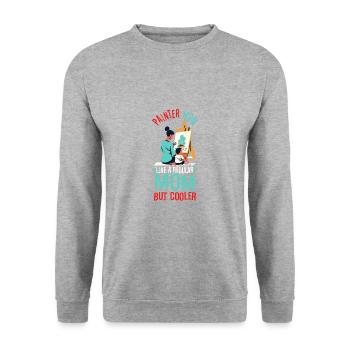 Painter Mom like a regular dad but cooler - Unisex Pullover - Weißgrau meliert - Vorne - Alina (178cm) & Michal (187cm)