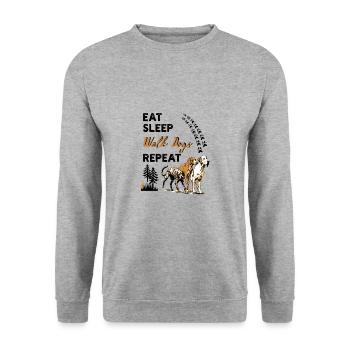 Promener les chiens manger dormir Répéter Hunde ausführen Gassi - Sweat-shirt Unisexe - gris chiné - Devant - Alina (178cm) & Michal (187cm)