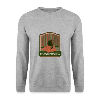 Hünenweg - Unisex Pullover - Weißgrau meliert - Vorne - Alina (178cm) & Michal (187cm)