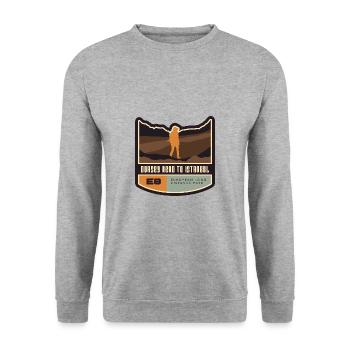 E8 - Dursey Head nach Istanbul Europäischer Wander - Unisex Pullover - Weißgrau meliert - Vorne - Alina (178cm) & Michal (187cm)