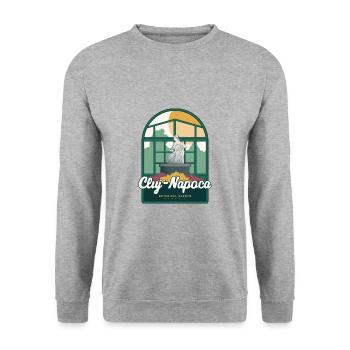 Botanischer Garten Cluj-Napoca - Rumänien - Unisex Pullover - Weißgrau meliert - Vorne - Alina (178cm) & Michal (187cm)