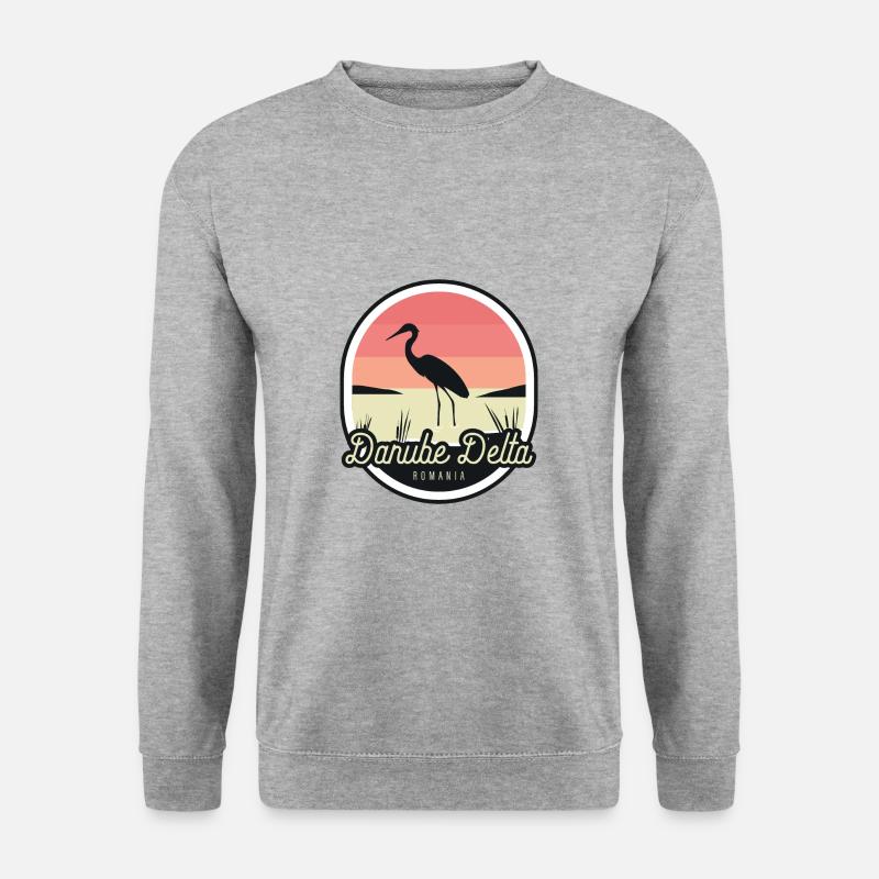Donaudelta - Rumänisch, Donau - Unisex Pullover - Weißgrau meliert