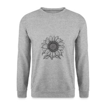 Sunflower, Flower, Nature, Organic, Gift - Unisex Sweatshirt - salt & pepper - Front - Alina (178cm) & Michal (187cm)