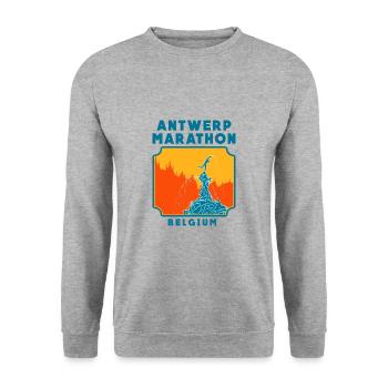 Antwerp Marathon - Belgium - Unisex Sweatshirt - salt & pepper - Front - Alina (178cm) & Michal (187cm)