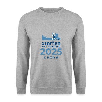 Semi-marathon de Xiamen - 2025 - Chine - Sweat-shirt Unisexe - gris chiné - Devant - Alina (178cm) & Michal (187cm)