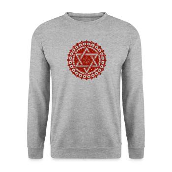 Davidstern - Unisex Pullover - Weißgrau meliert - Vorne - Alina (178cm) & Michal (187cm)