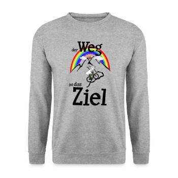 Der Weg ist das Ziel MTB - Unisex Pullover - Weißgrau meliert - Vorne - Alina (178cm) & Michal (187cm)