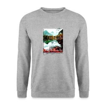 The Schiederweiher in Upper Austria,Austria - Unisex Sweatshirt - salt & pepper - Front - Alina (178cm) & Michal (187cm)