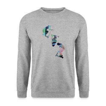 Stuntscooter,Trickscooter,tricks,stunt,e-scooter - Unisex Pullover - Weißgrau meliert - Vorne - Alina (178cm) & Michal (187cm)