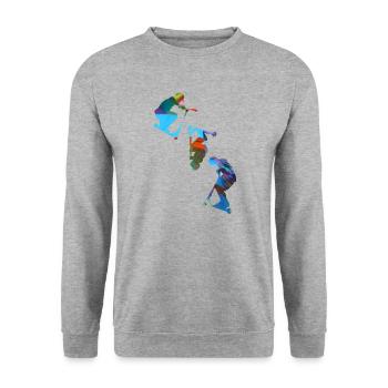Stuntscooter,Trickscooter,tricks,stunt,e-scooter - Unisex Pullover - Weißgrau meliert - Vorne - Alina (178cm) & Michal (187cm)