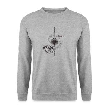 Alps,Mountains,illustration,Compass - Unisex Sweatshirt - salt & pepper - Front - Alina (178cm) & Michal (187cm)