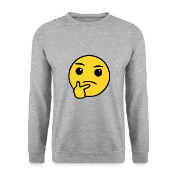 Emoji nachdenken Skizze Farbe - Unisex Pullover - Weißgrau meliert - Vorne - Alina (178cm) & Michal (187cm)