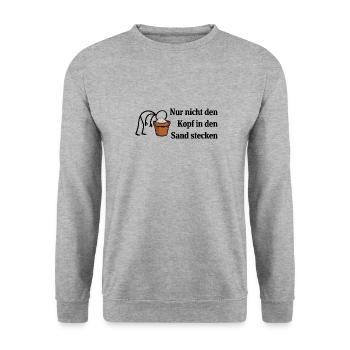 Nur nicht den Kopf in den Sand stecken - Unisex Pullover - Weißgrau meliert - Vorne - Alina (178cm) & Michal (187cm)