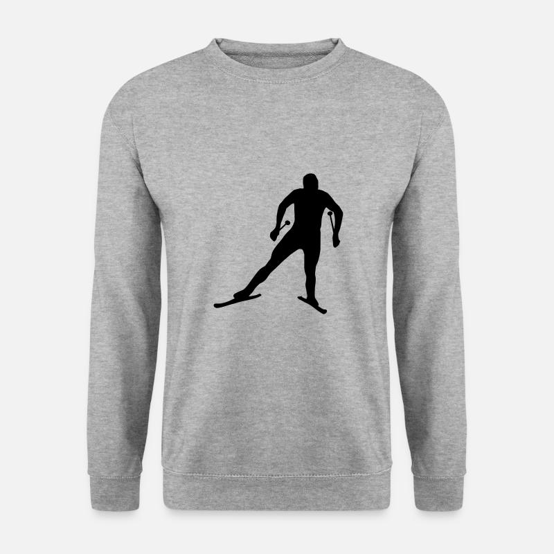 Langlaufen, Langläufer - Unisex Pullover - Weißgrau meliert
