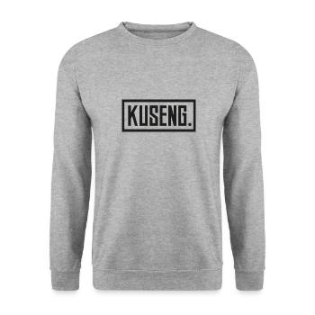 KUSENG. PRINT - Unisex Pullover - Weißgrau meliert - Vorne - Alina (178cm) & Michal (187cm)