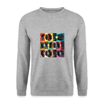 Vinyl Fusion Musik lieben altes Radio - Unisex Pullover - Weißgrau meliert - Vorne - Alina (178cm) & Michal (187cm)