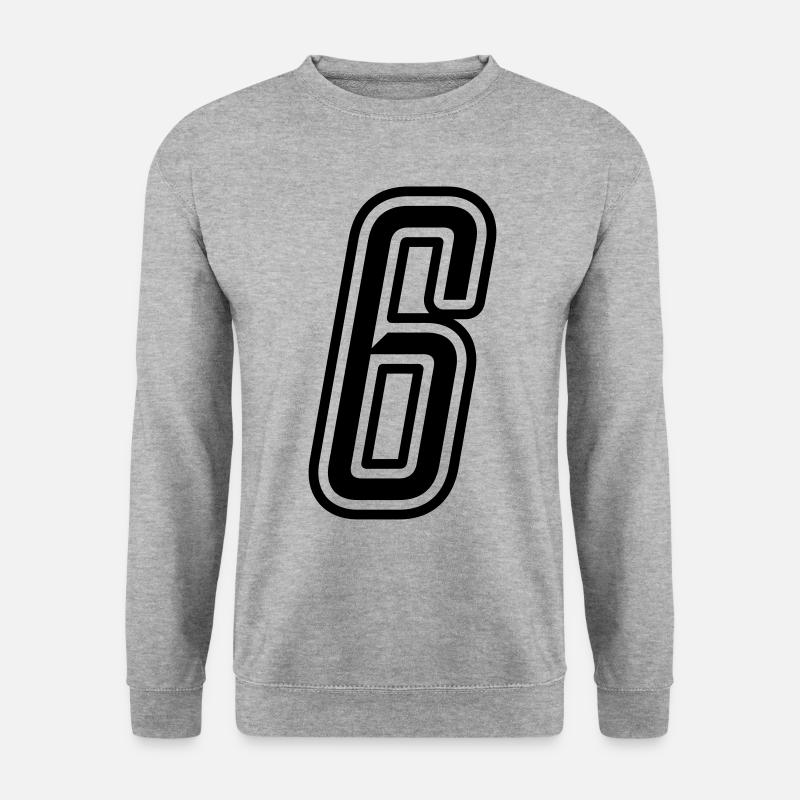 6 Zahl nummer - Unisex Pullover - Weißgrau meliert
