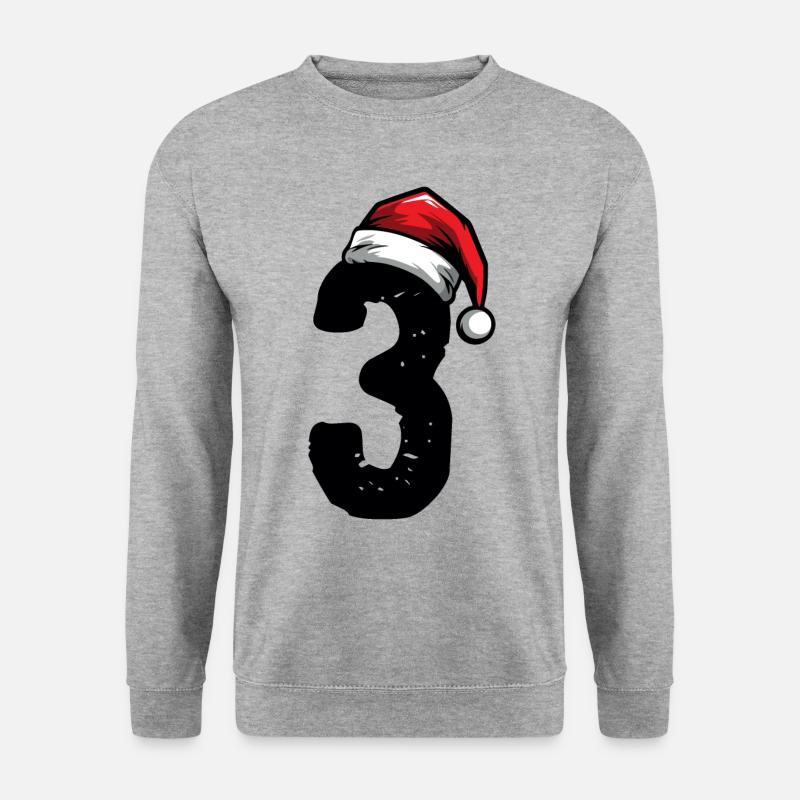 3 Zahl Weihnachten - Unisex Pullover - Weißgrau meliert