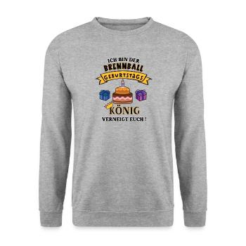 Brennballer Geburtstag Brennballspieler Geb Spiel - Unisex Pullover - Weißgrau meliert - Vorne - Alina (178cm) & Michal (187cm)