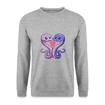 Serpent Cobra Couple Amour Couple Amoureux - Sweat-shirt Unisexe - gris chiné - Devant - Alina (178cm) & Michal (187cm)