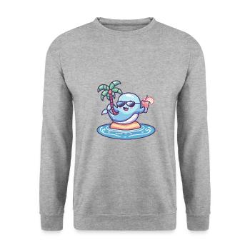 Vacances d’été aux baleines - Sweat-shirt Unisexe - gris chiné - Devant - Alina (178cm) & Michal (187cm)