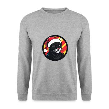 Panther Weihnachten Christmas - Unisex Sweatshirt - salt & pepper - Front - Alina (178cm) & Michal (187cm)