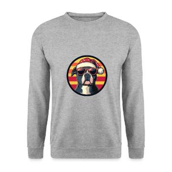 Pit Terrier Hund Weihnachten Cool - Unisex Pullover - Weißgrau meliert - Vorne - Alina (178cm) & Michal (187cm)
