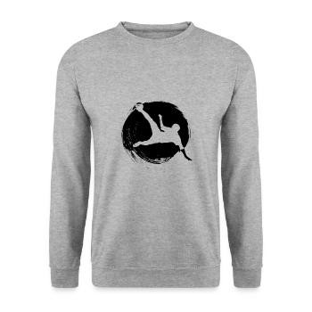 Soccer Scissor Man Noir - Sweat-shirt Unisexe - gris chiné - Devant - Alina (178cm) & Michal (187cm)