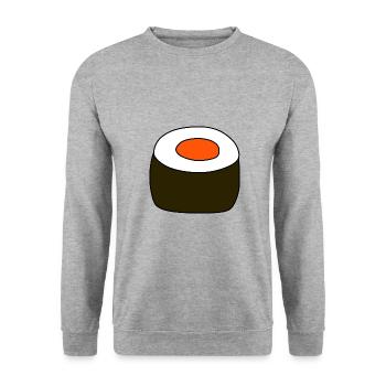 Nigiri,Lachs,Fisch, Reis, Japan Küche - Unisex Pullover - Weißgrau meliert - Vorne - Alina (178cm) & Michal (187cm)