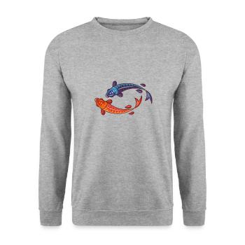 Meerestiere - Unisex Pullover - Weißgrau meliert - Vorne - Alina (178cm) & Michal (187cm)