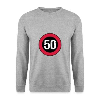 Bouclier 50 anniversaire vintage - Sweat-shirt Unisexe - gris chiné - Devant - Alina (178cm) & Michal (187cm)