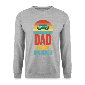 Dad Level Freigeschaltet Coole Kunst Für Gamer Dad - Unisex Pullover - Weißgrau meliert - Vorne - Alina (178cm) & Michal (187cm)