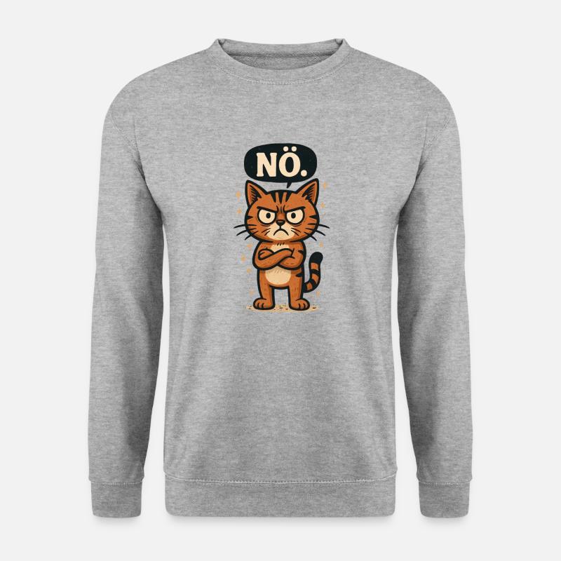Lustige Katze mit frechem Spruch Nö - Unisex Pullover - Weißgrau meliert