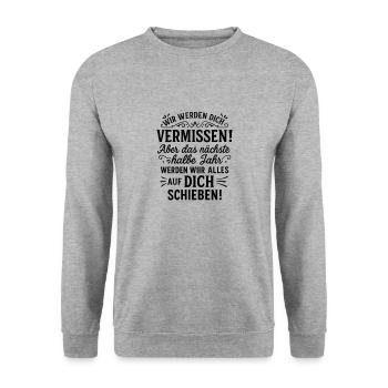 Zum Abschied Kollege & Kollegin Jobwechsel - Unisex Pullover - Weißgrau meliert - Vorne - Alina (178cm) & Michal (187cm)